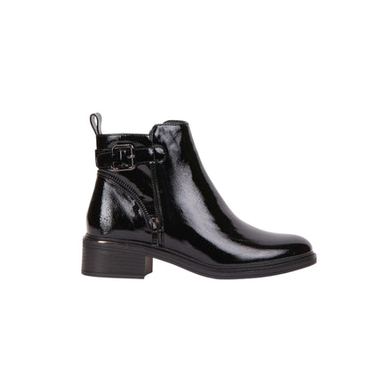 Patent Leather Side Buckle Ankle Boot