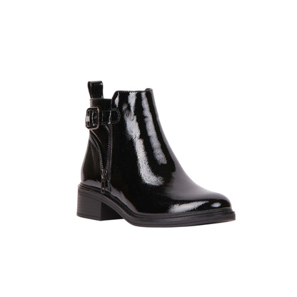 Patent Leather Side Buckle Ankle Boot