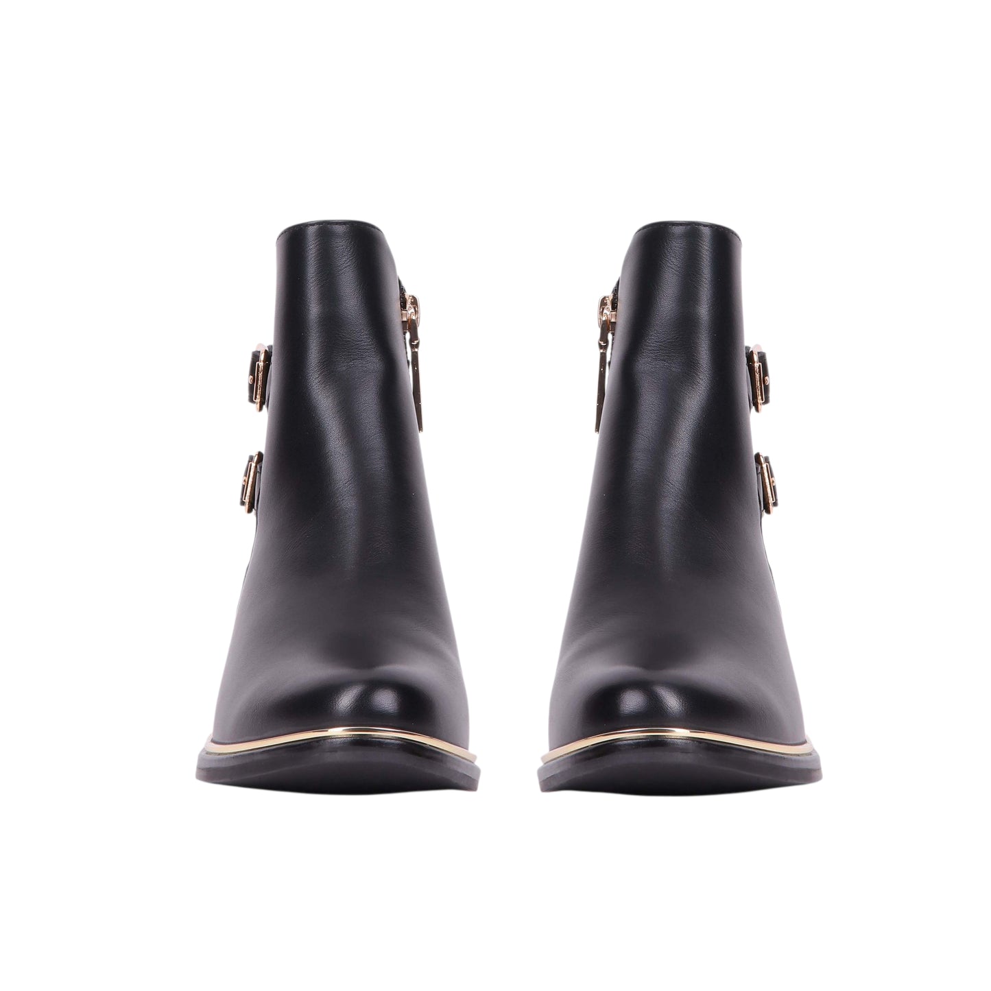 Leather Ankle Boot with Golden Trim