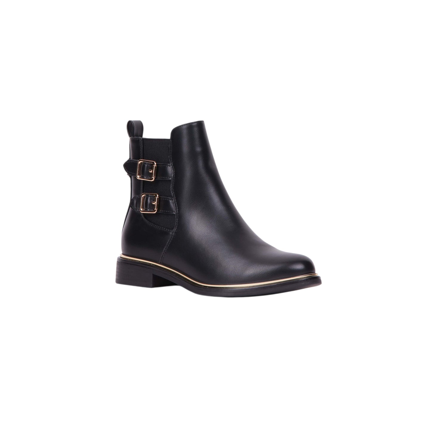 Leather Ankle Boot with Golden Trim