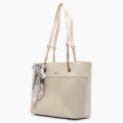 حقيبة كتف جلدية مزخرفة على شكل وشاح