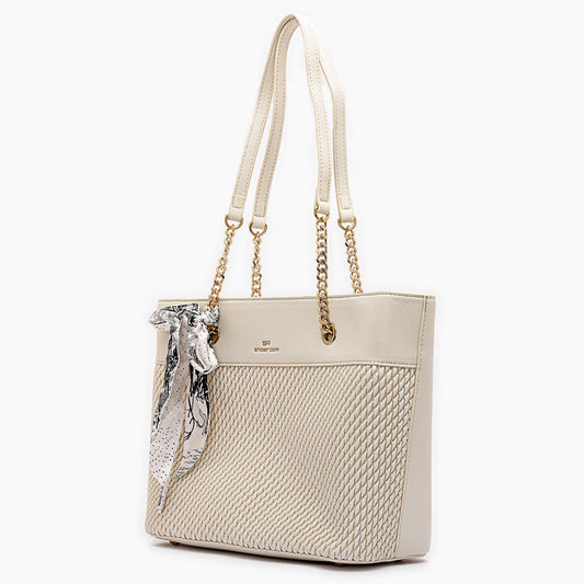 حقيبة كتف جلدية مزخرفة على شكل وشاح