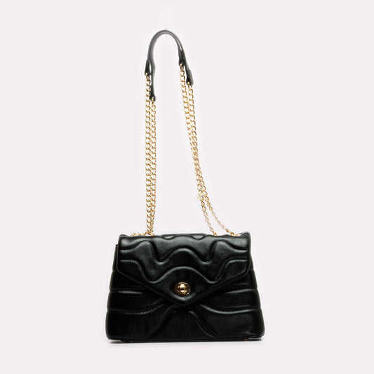 Twist Lock Stitched Leather Crossbody Bag