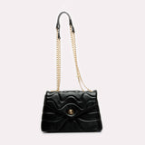 Twist Lock Stitched Leather Crossbody Bag