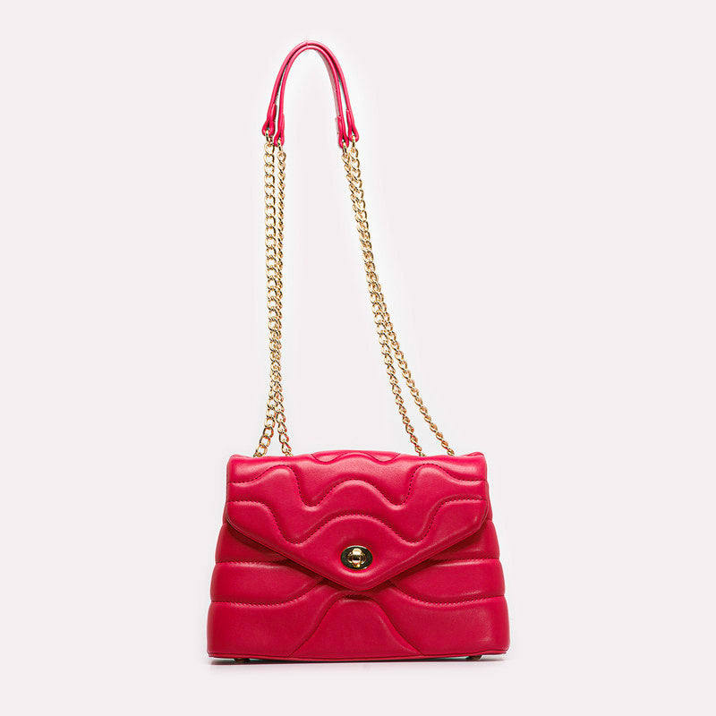 Twist Lock Stitched Leather Crossbody Bag