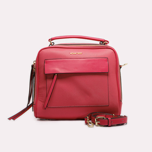 حقيبة كروس جلدية بجيب أمامي