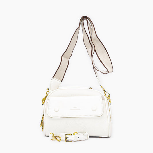 حقيبة كروس بجيب قابل للطي مع مقبض جلدي إضافي