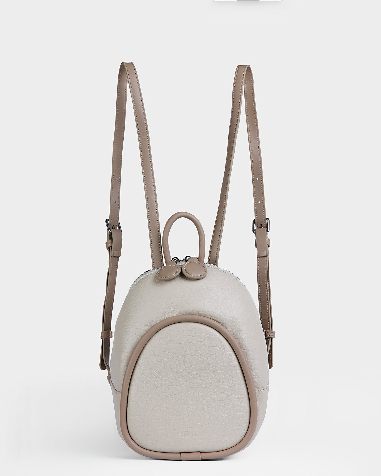 Oval Shaped Leather Backpack