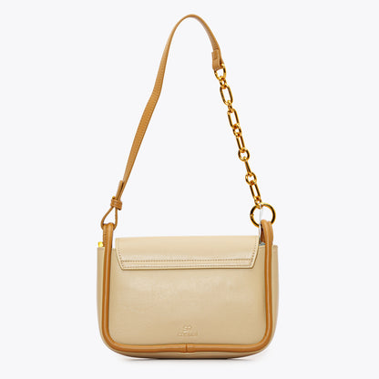 حقيبة كتف جلدية بحزام نصف سلسلة