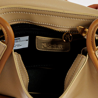 حقيبة كتف جلدية بحزام نصف سلسلة