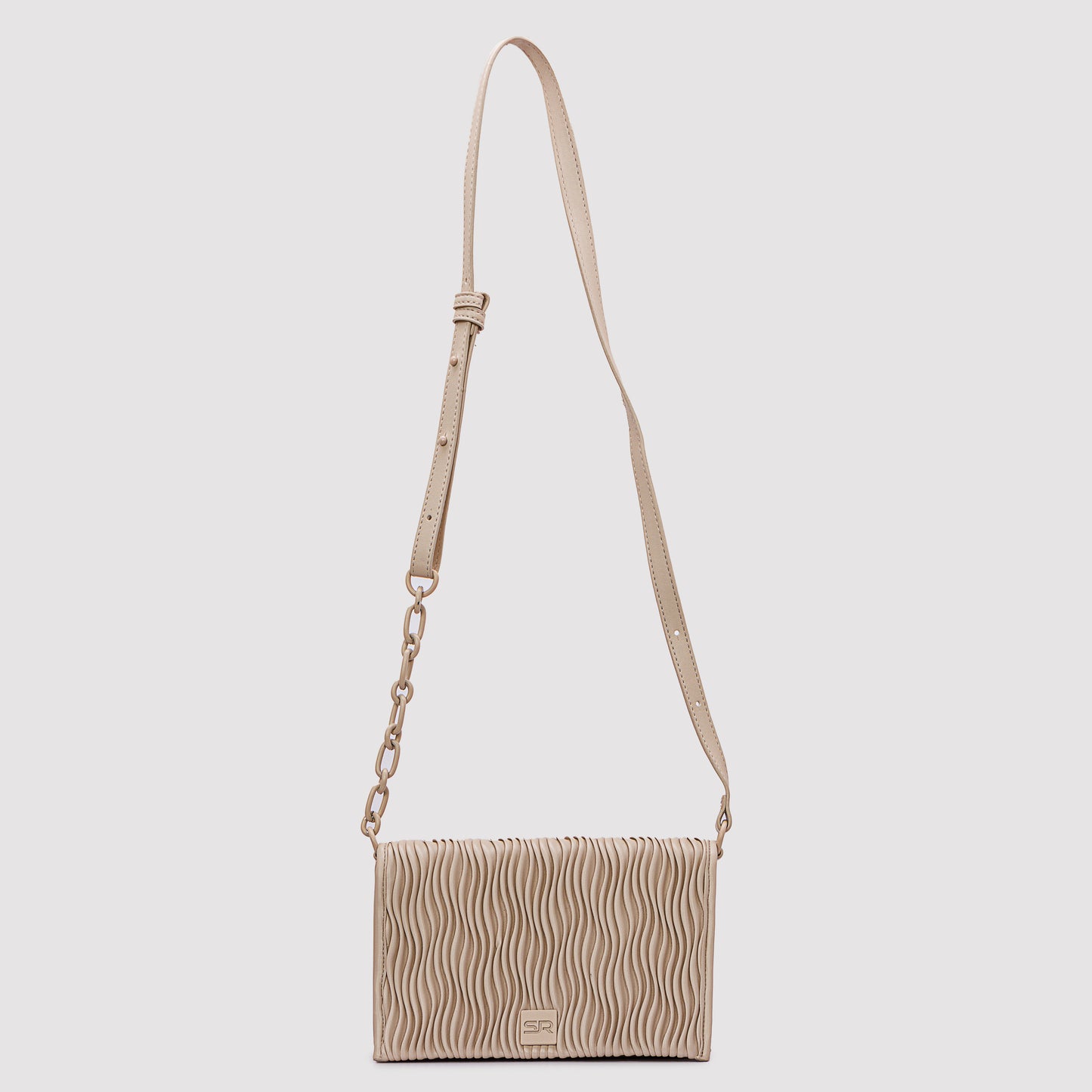 Waved Leather Crossbody Bag