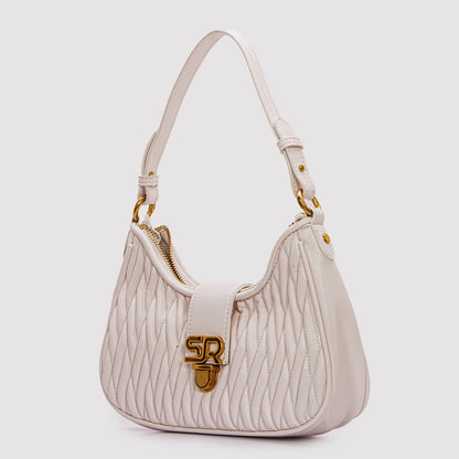 حقيبة كتف جلدية مموجة بمقبض