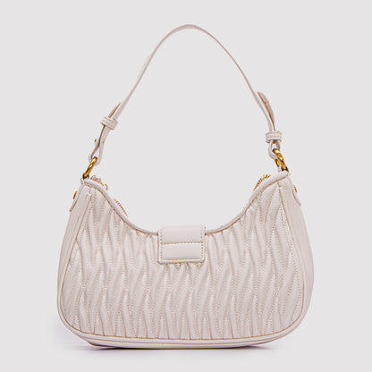 حقيبة كتف جلدية مموجة بمقبض