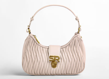 حقيبة كتف جلدية مموجة بمقبض