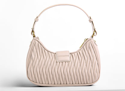 حقيبة كتف جلدية مموجة بمقبض