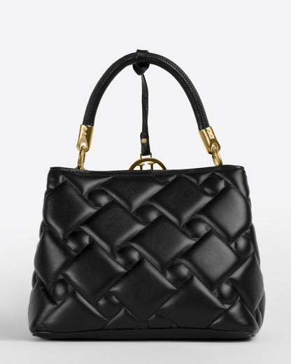 حقيبة يد جلدية منقوشة