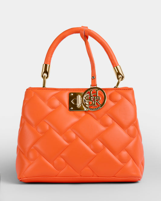 حقيبة يد جلدية منقوشة