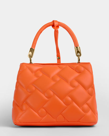 حقيبة يد جلدية منقوشة