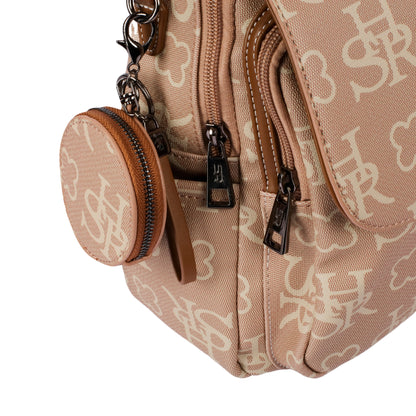 حقيبة ظهر مطبوعة متينة مع محفظة صغيرة