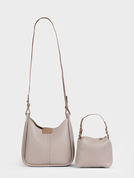 حقيبة كروس جلدية مع حقيبة يد صغيرة