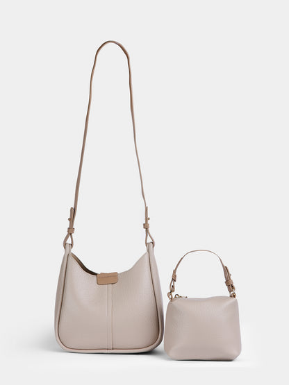 حقيبة كروس جلدية مع حقيبة يد صغيرة