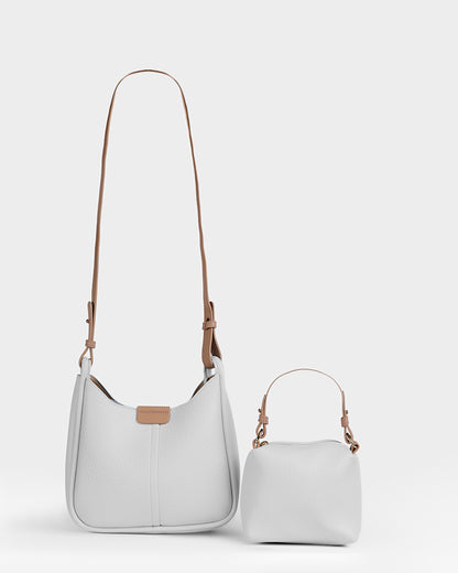 حقيبة كروس جلدية مع حقيبة يد صغيرة