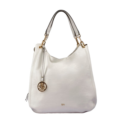 حقيبة يد أنيقة مع قلادة معدنية