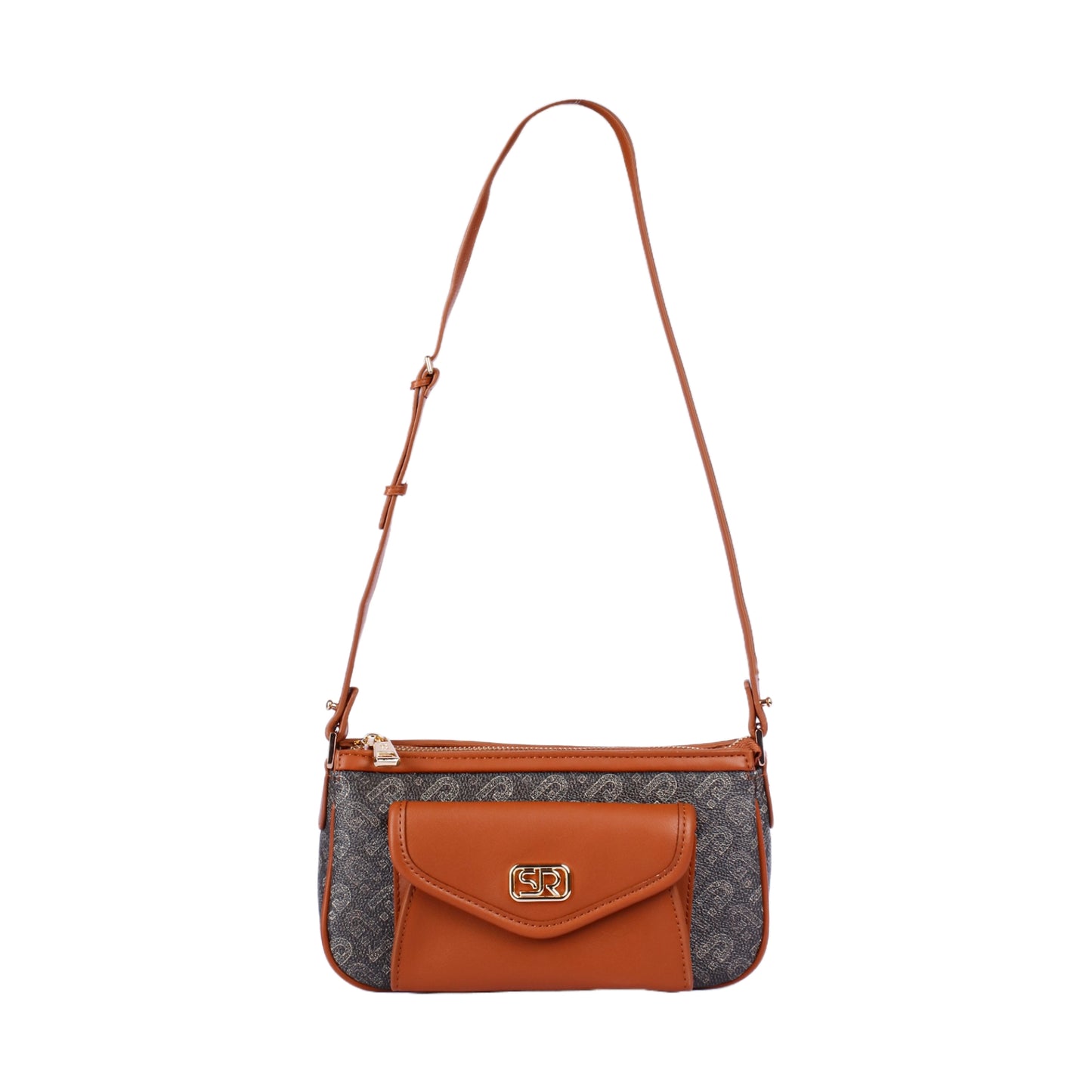 Printed Crossbody Bag with Front Flap Pocket