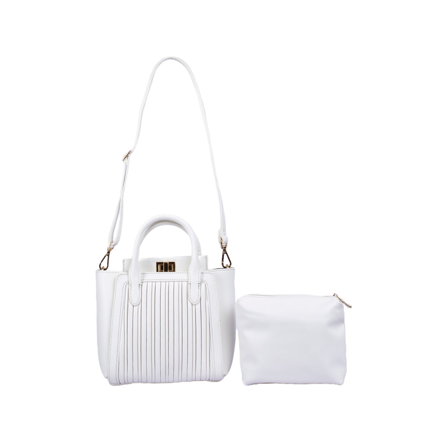 Ribbed Handbag with Inner Pouch