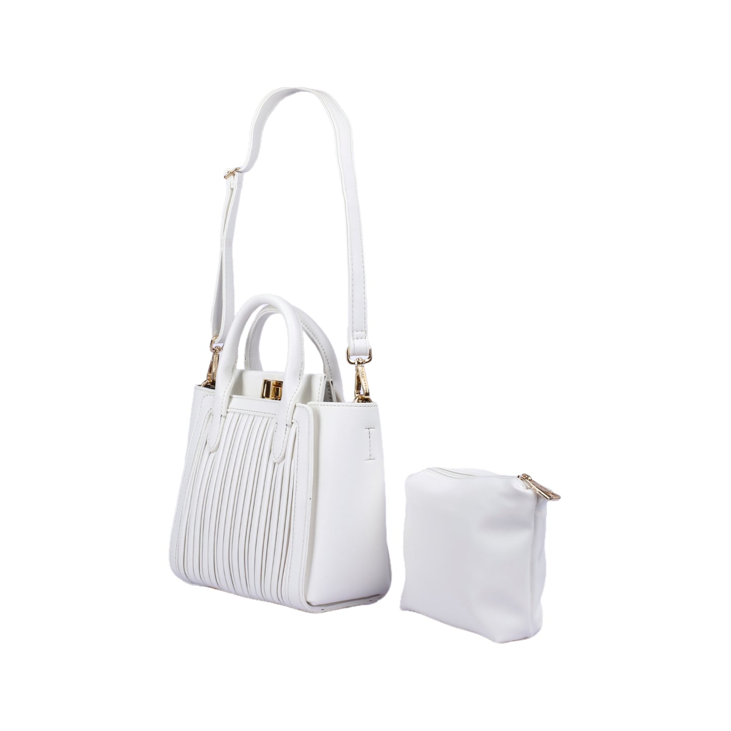 Ribbed Handbag with Inner Pouch