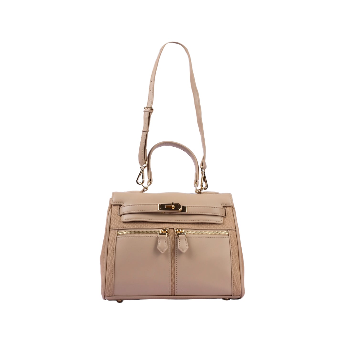 Twist Lock Handbag with Front Pockets