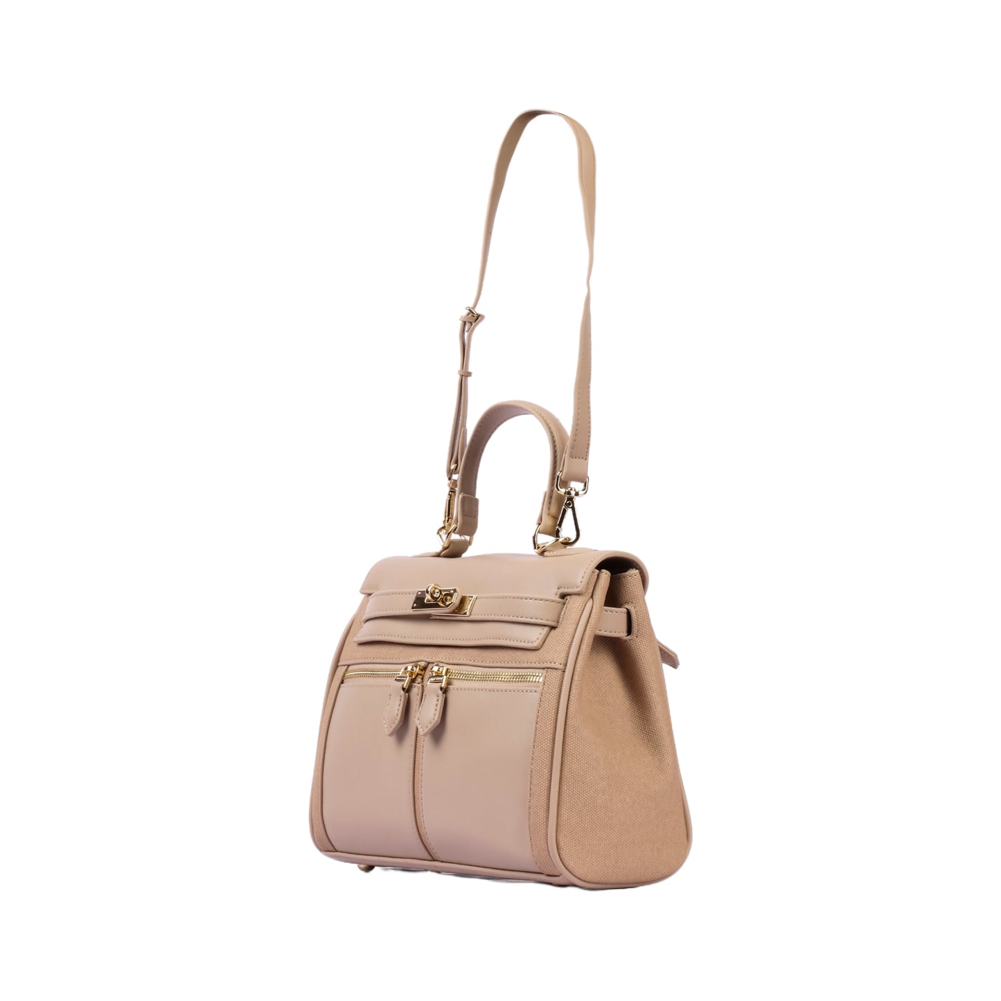 Twist Lock Handbag with Front Pockets