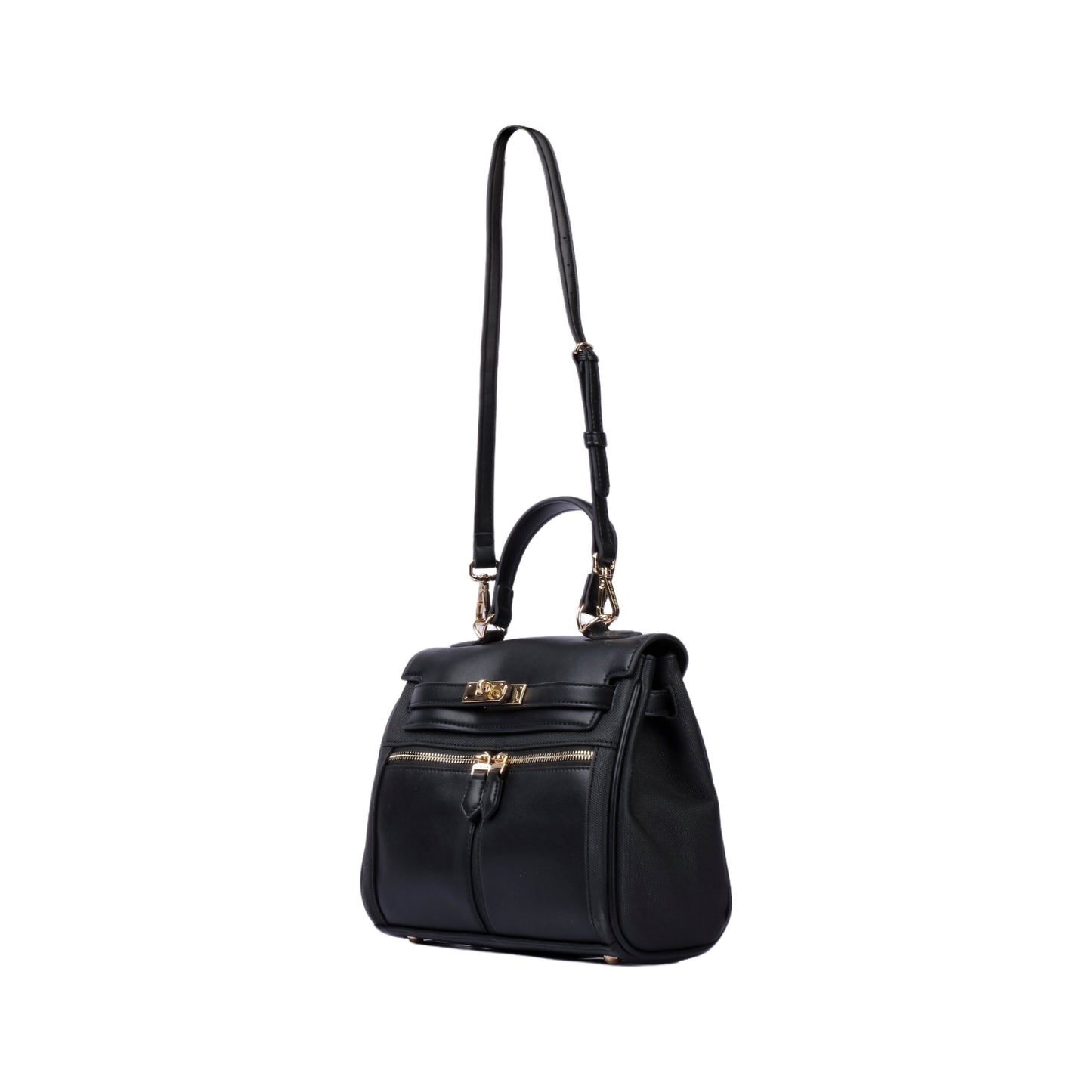 Twist Lock Handbag with Front Pockets