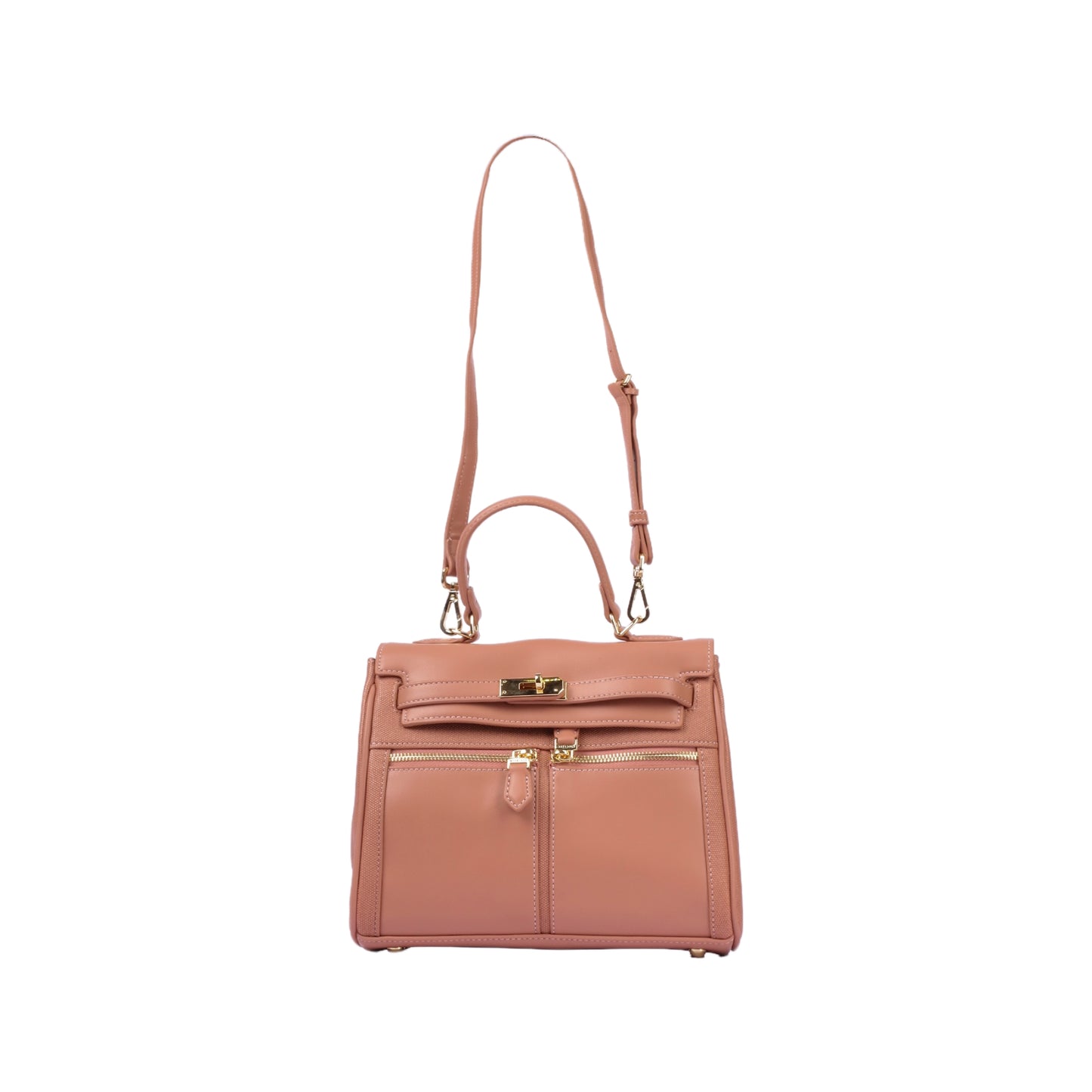 Twist Lock Handbag with Front Pockets