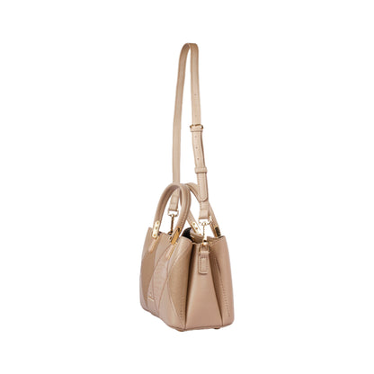 حقيبة يد جلدية مخيطة بمقبض إضافي