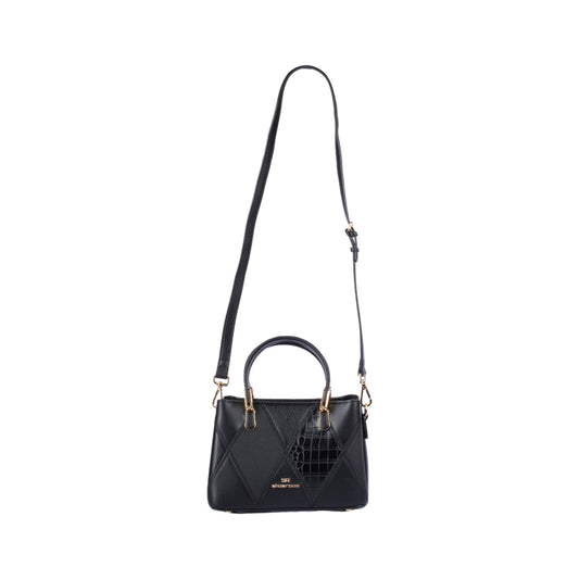 حقيبة يد جلدية مخيطة بمقبض إضافي