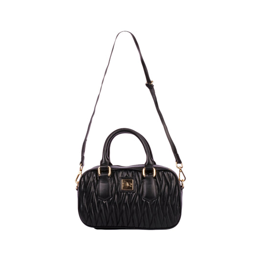 Stitched Leather Handbag with Strap