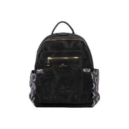 Printed Sise Pockets Leather Backpack