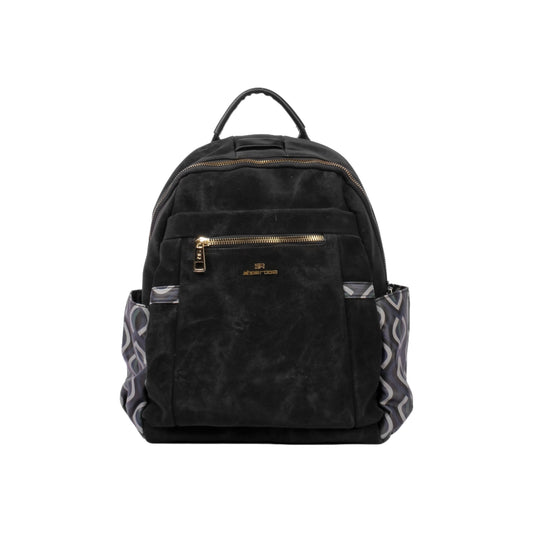Printed Sise Pockets Leather Backpack