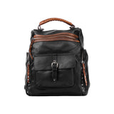 Leather Backpack with Side Zipper Pockets