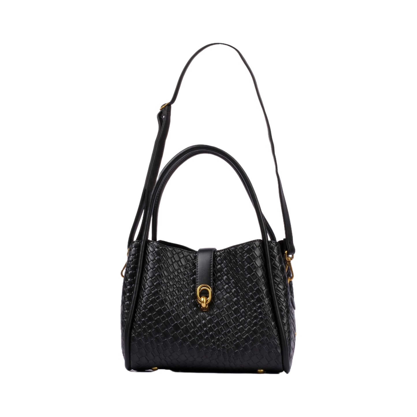 Textured Leather Handbag with Long Handle