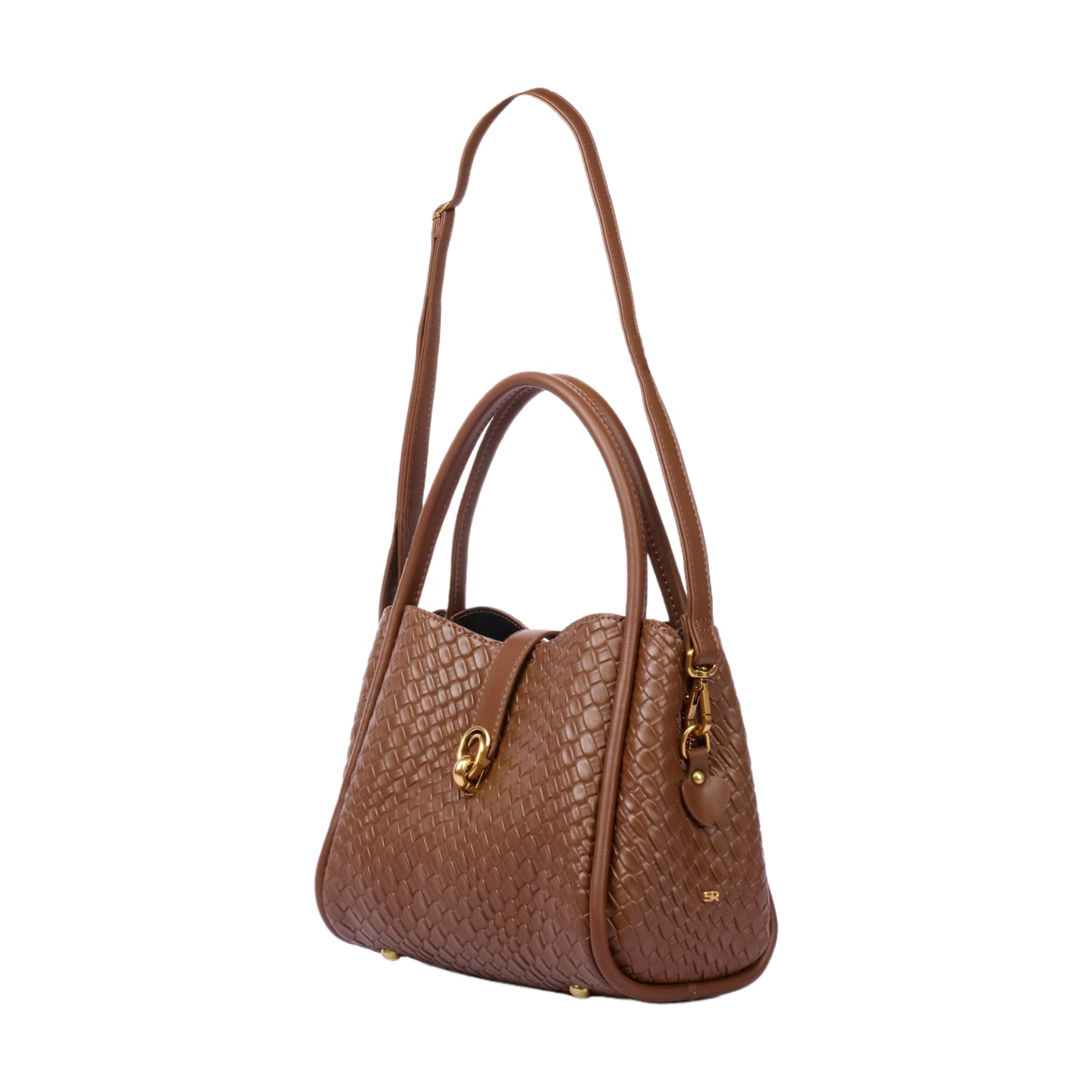 Textured Leather Handbag with Long Handle