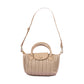 Ribbed Leather Handbag with Adjustable Strap