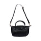 Ribbed Leather Handbag with Adjustable Strap