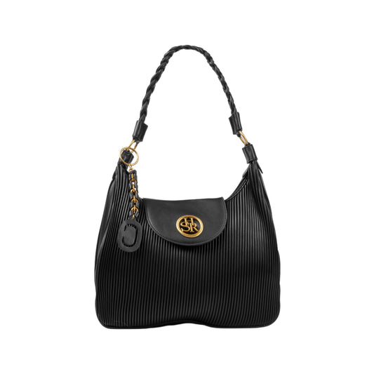 حقيبة كتف مضلعة بمقبض مضفر