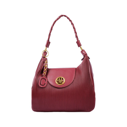 حقيبة كتف مضلعة بمقبض مضفر