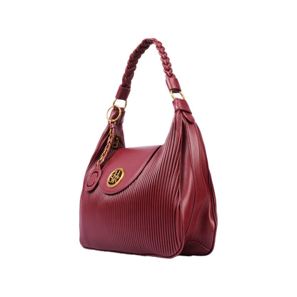 حقيبة كتف مضلعة بمقبض مضفر