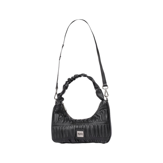 Curved Zipper Leather Handbag