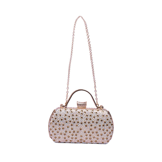 Metal Handle Strass Soiree Clutch