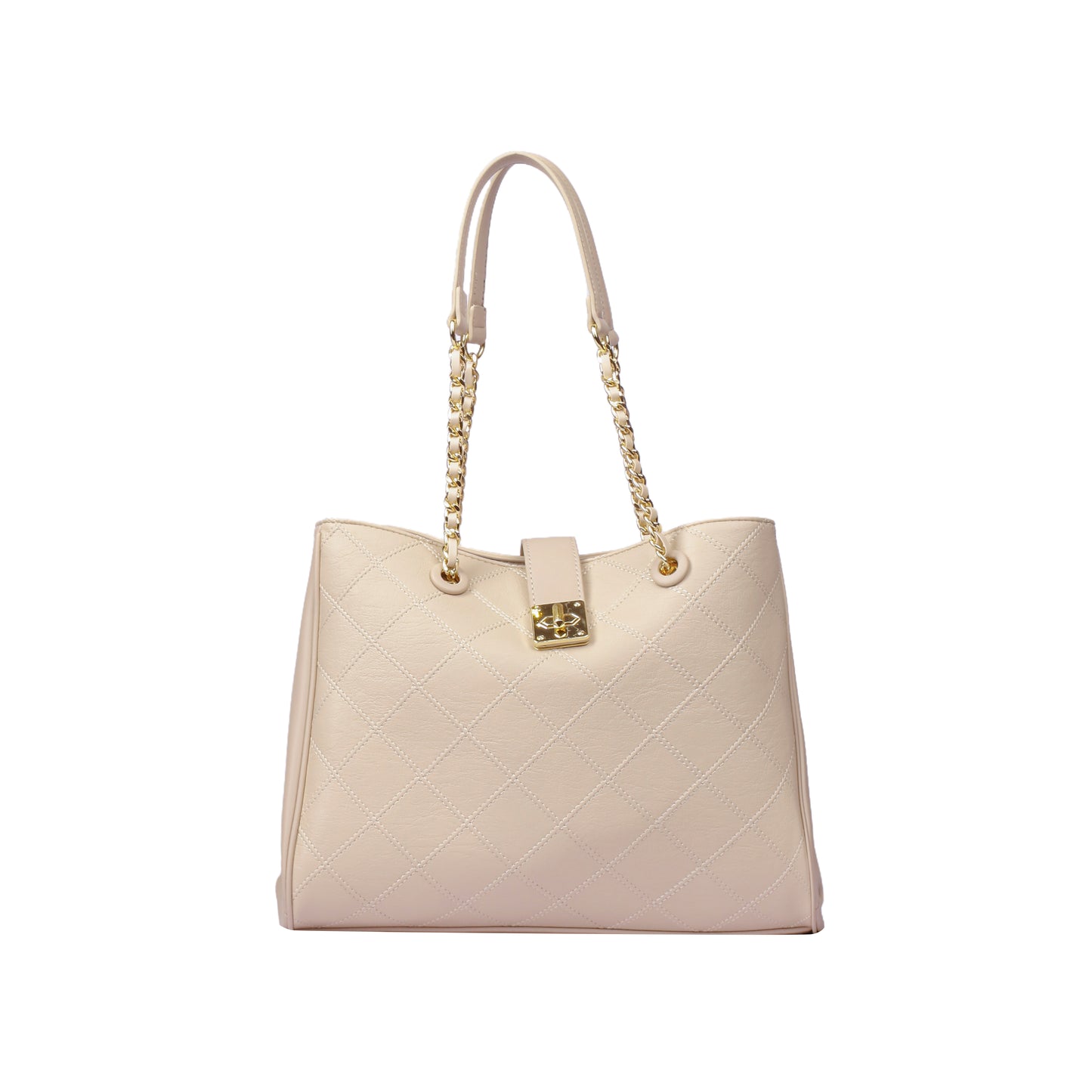 Twist Lock Leather Handbag